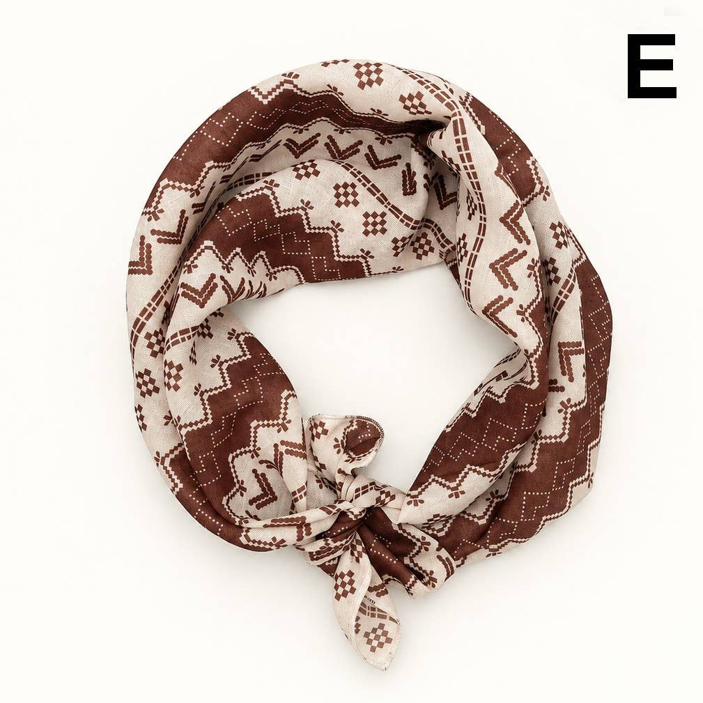 Brown Geometric Bandana Scarf
