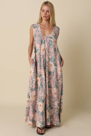 Pink Floral Sleeveless Dress