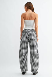 Black & White Gingham Barrel Jean