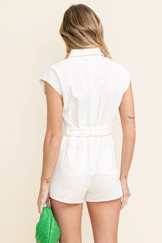 White Denim Romper