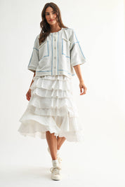 Gray Detailed Oversized Cardigan