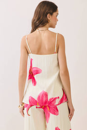 Cream Floral Print Cami Pants Set