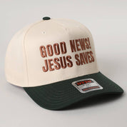 Good News Jesus Saves Trucker Hat/ Green & Brown