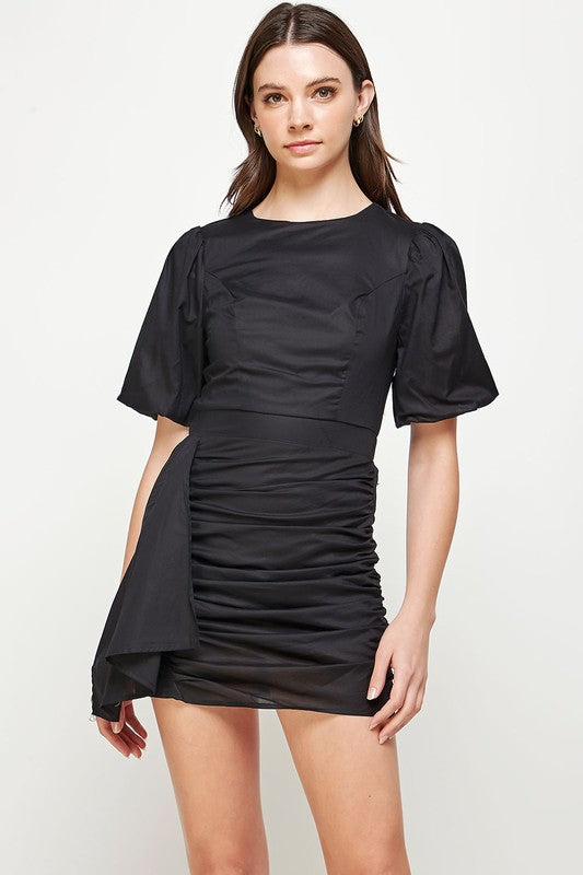 Black puff sleeve dress