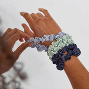 Ruched Satin Scrunchies 5pc Set - Garden Bouquet