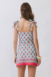 Floral Print Mini Dress with Border Hem