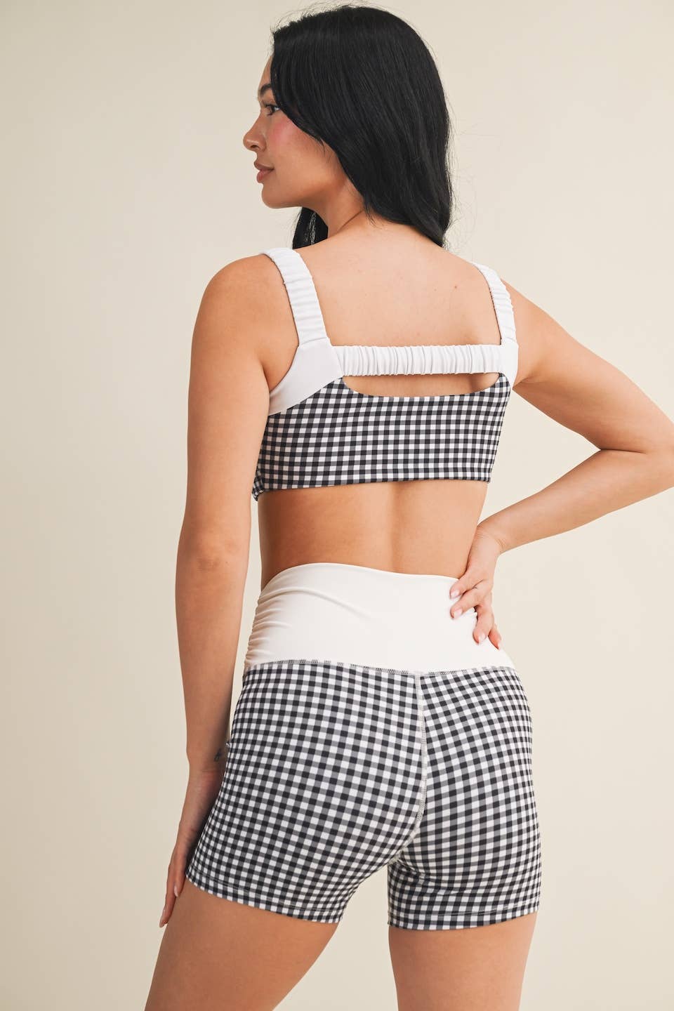 Black Gingham Sports Bra