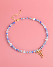 Blue Coquette Bead Pearl Necklace