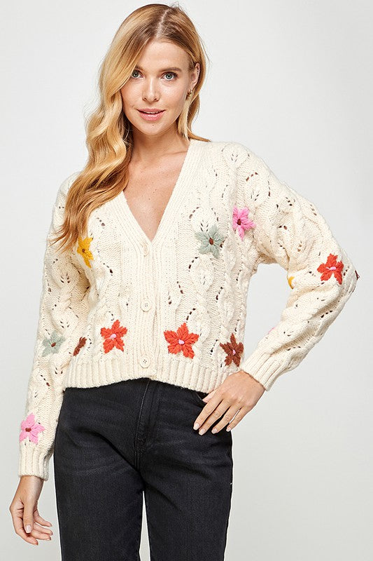 Embroidery Flower Cardigan - RTS
