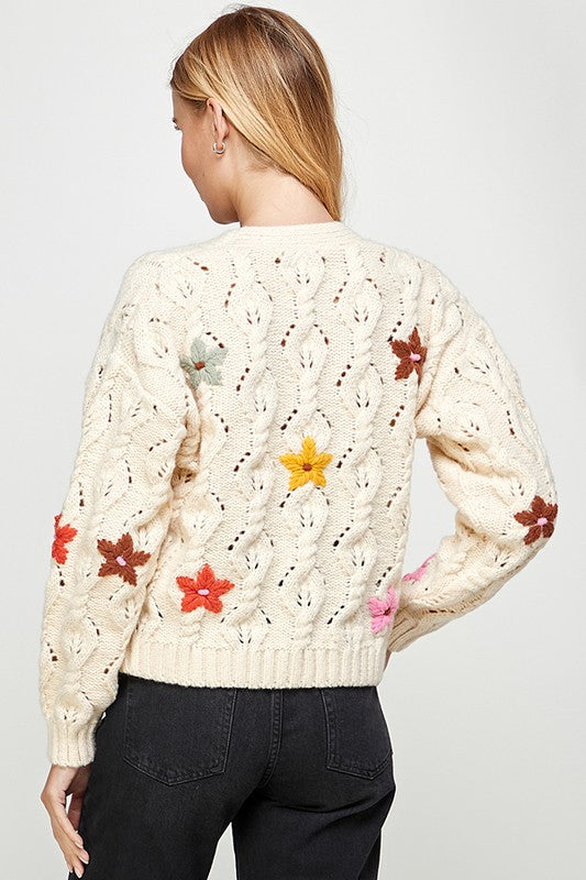 Embroidery Flower Cardigan - RTS