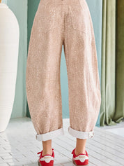 Brown Deer Print Ballon Pants