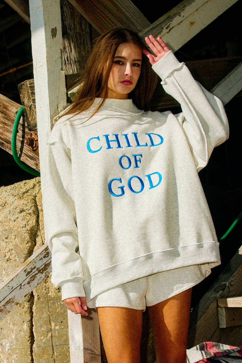 Gray Child of God Embroidered Sweatshirt