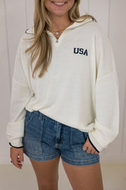 "USA" Half Zip Sweater