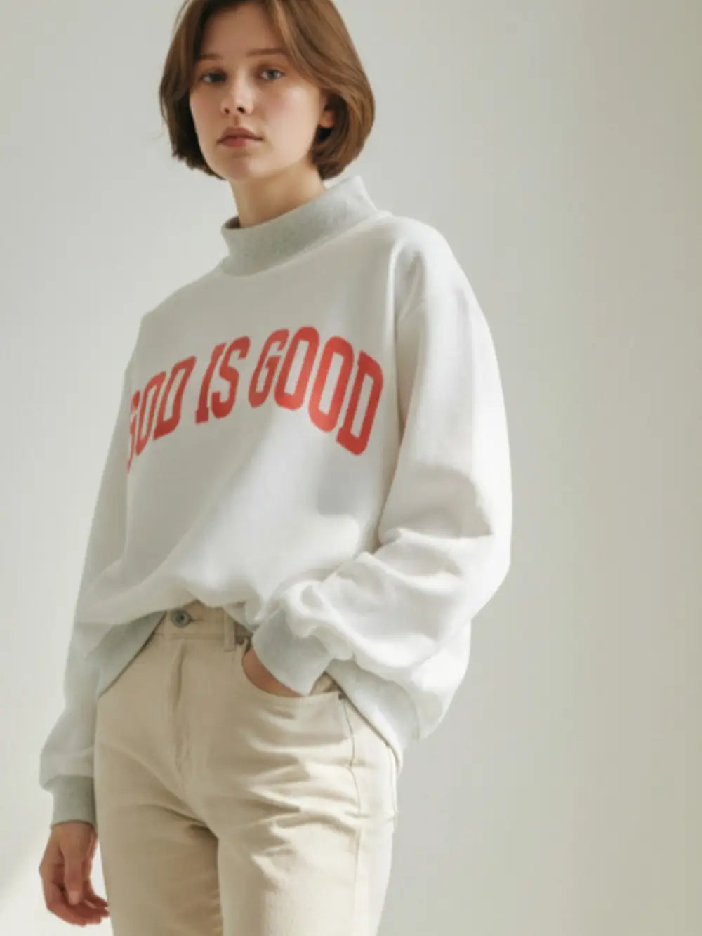 Coral Reversible Jesus Mock Neck