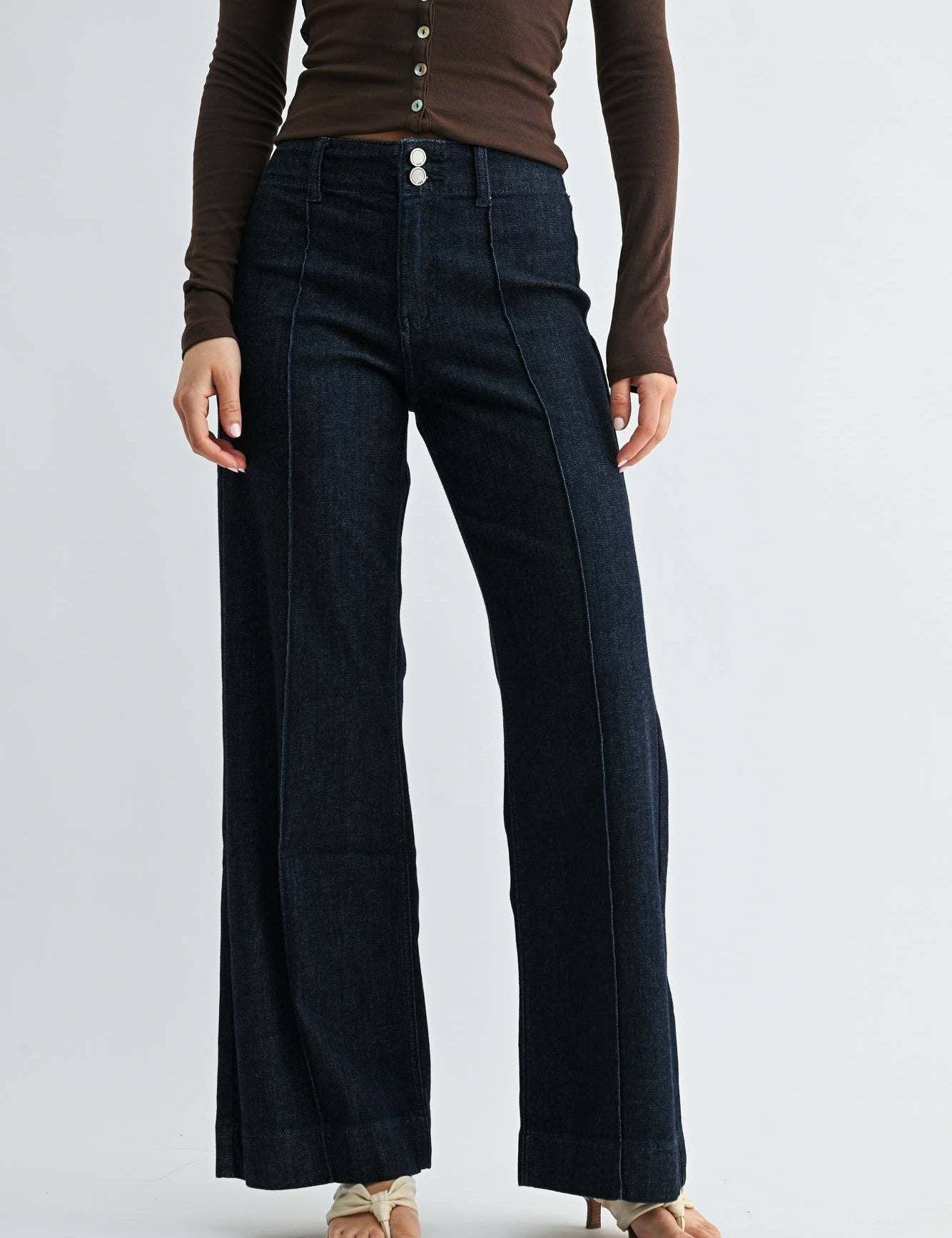 Pintuck High Rise Trouser Wide Leg — high rise