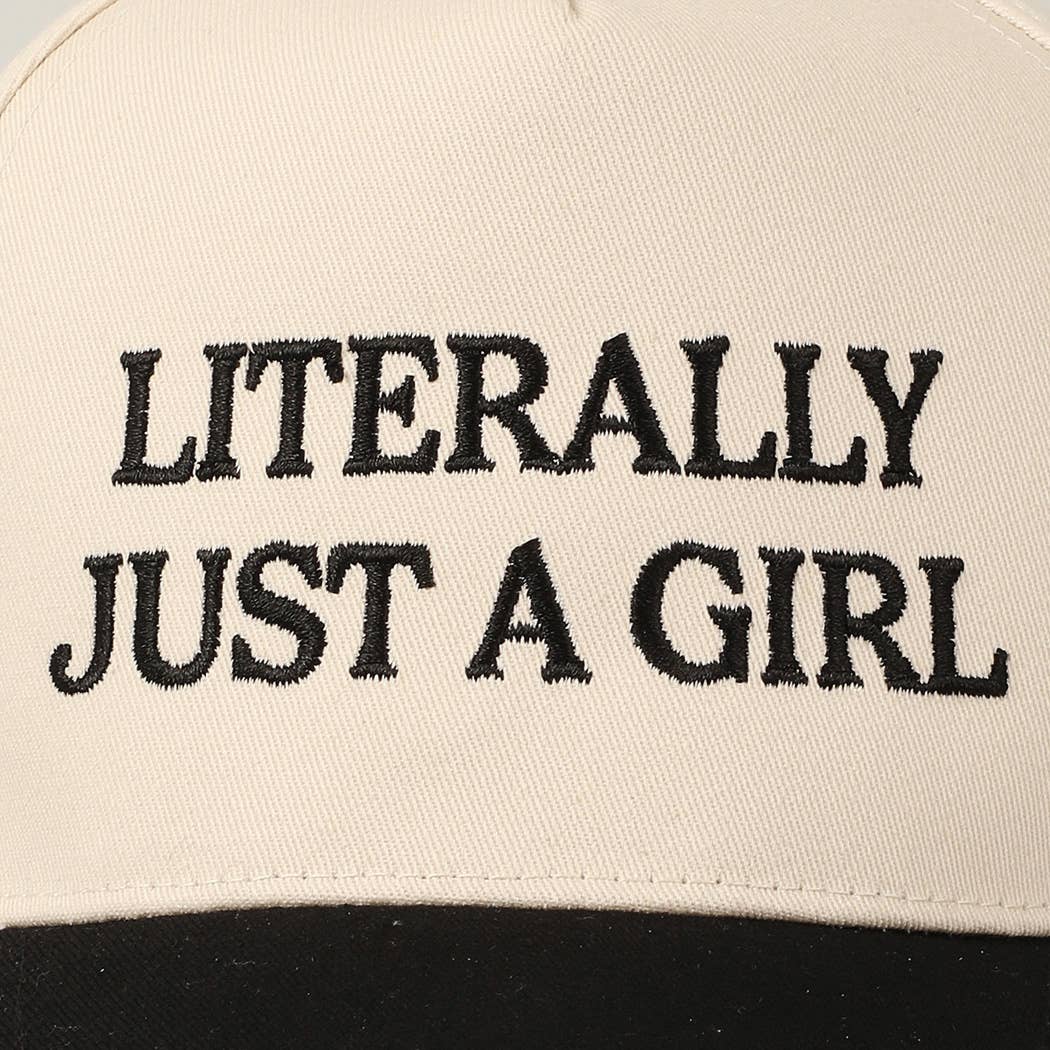 Literally Just A Girl Embroidery Two Tone Trucker Hat: FUCHSIA / ONE SIZE