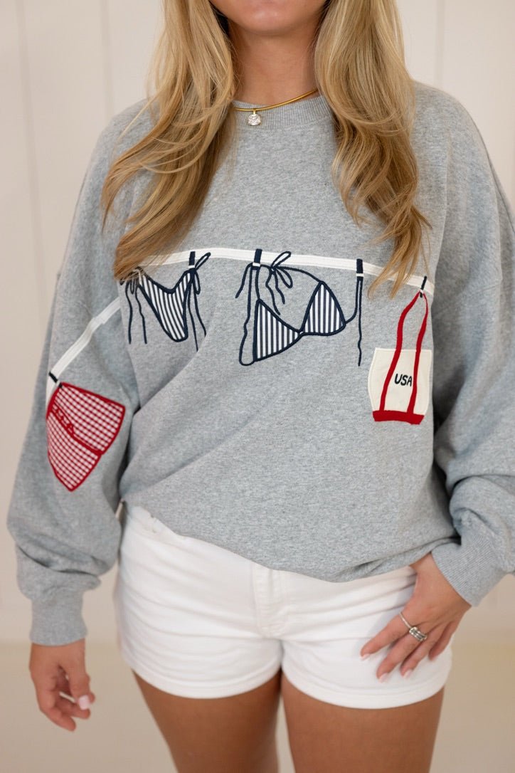 Gray Summer Clothespin Sweatshirt