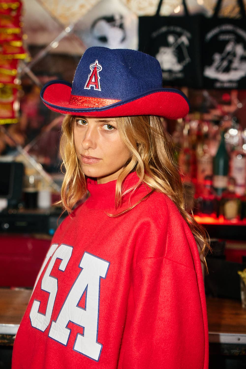 Red USA & Flag Reversible Mockneck