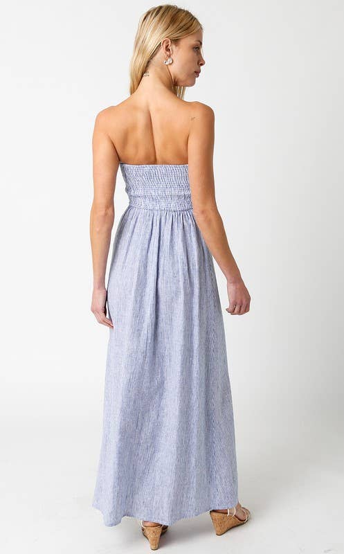 Blue Striped Linen Dress
