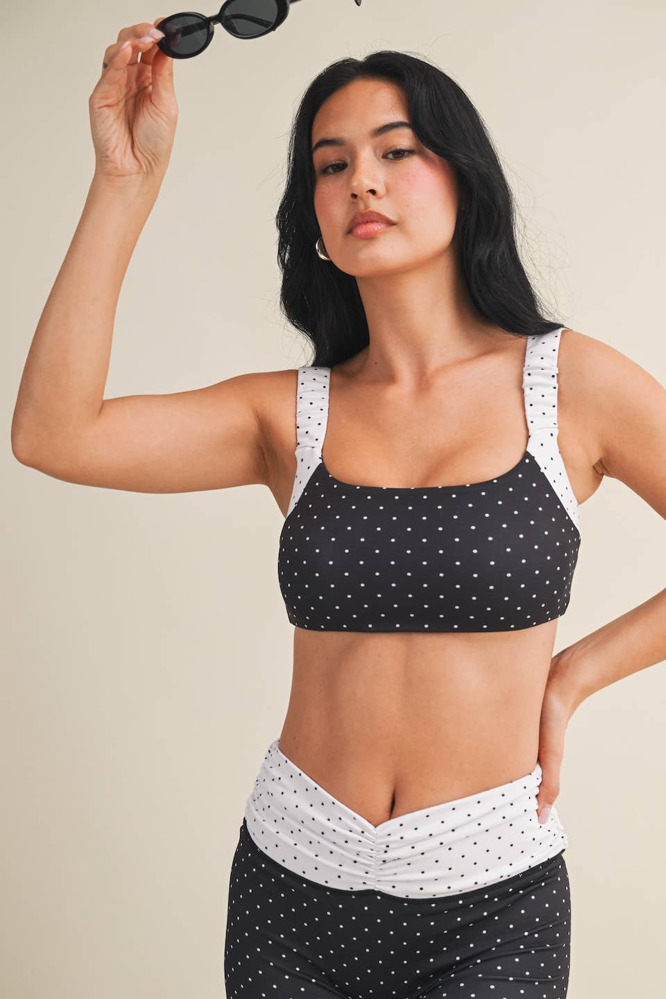 Polka Dot Scrunched Sports Bra