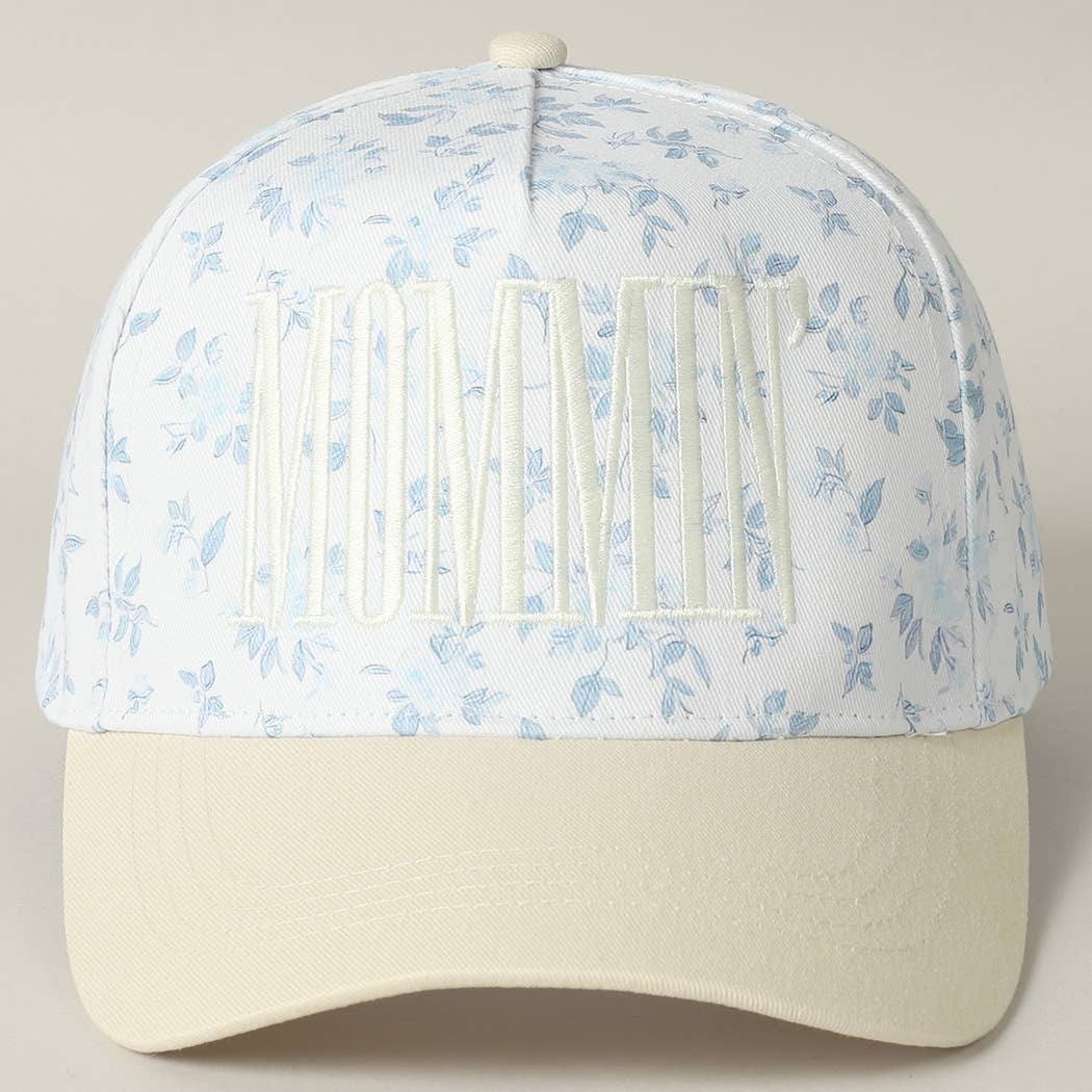 Blue Floral MOMMIN' Embroidered Trucker Hat