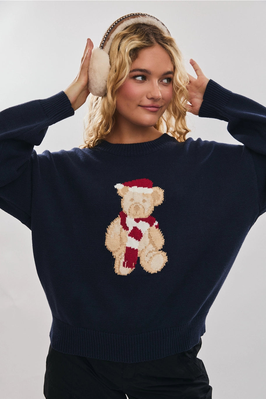 Navy Santa Teddy Bear Sweater