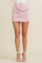Pink Denim Mini Skirt