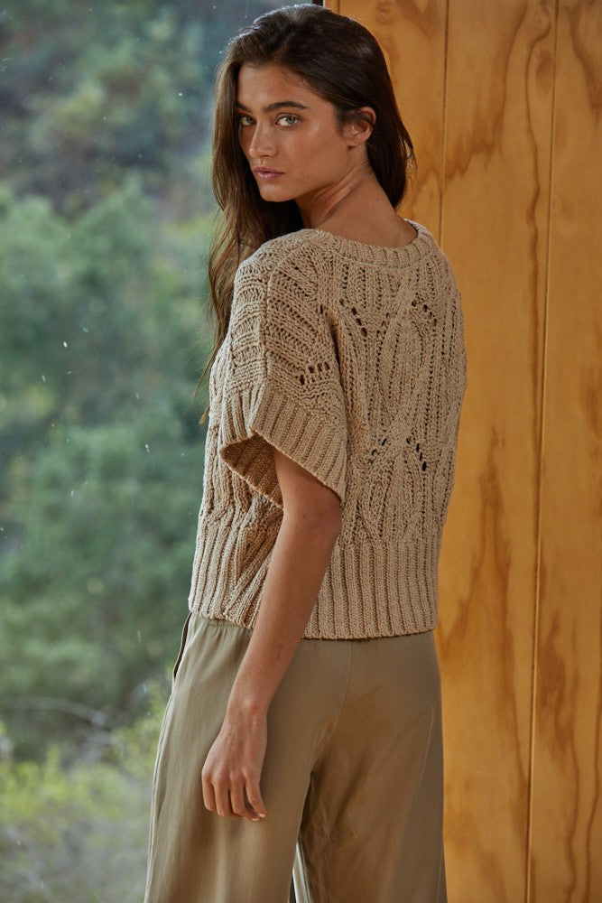Taupe Cali Crochet Top