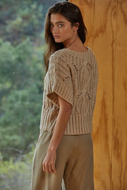 Taupe Cali Crochet Top