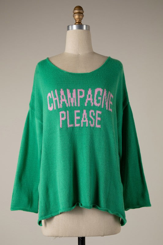 Champagne Please Green Sweater