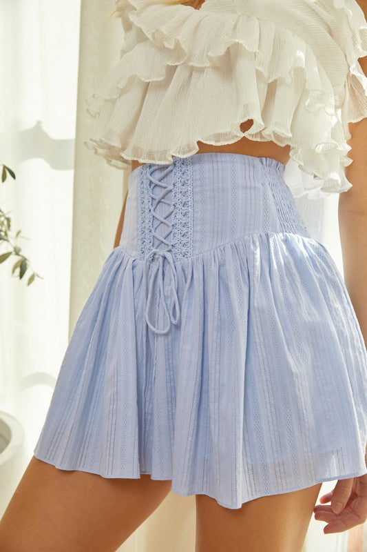 Blue Lace Detail Shorts