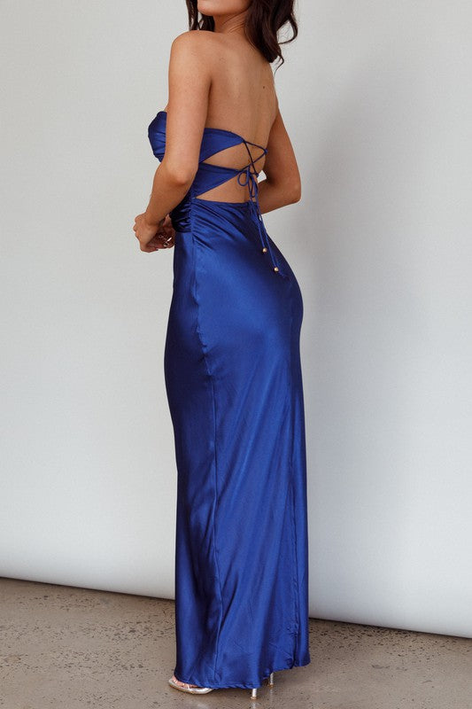 Navy Twist Front Maxi Dress