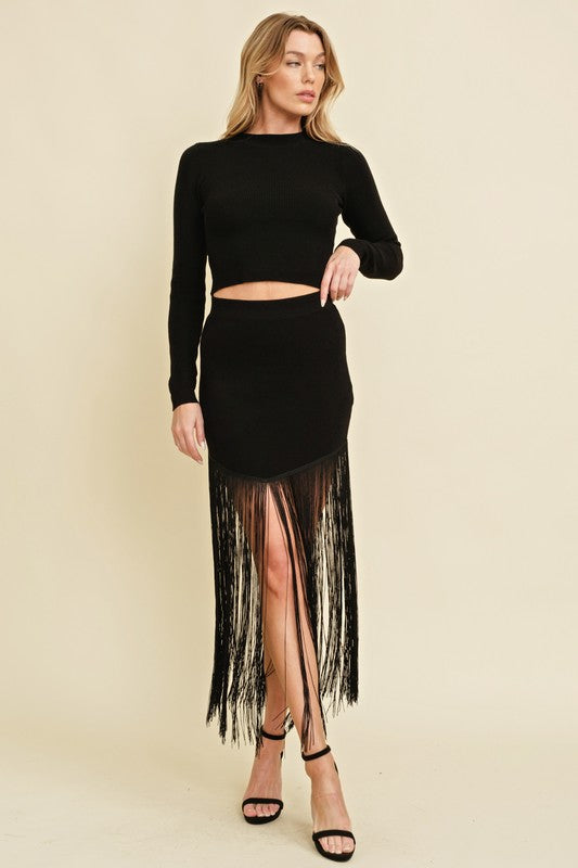 Black Fringe Skirt