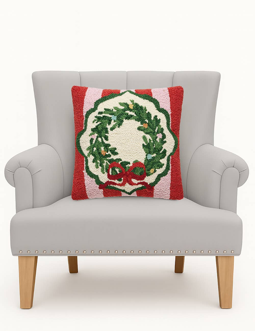 Red Holiday Frames Wreath Hook Pillow