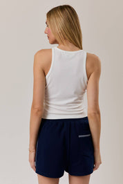 White USA Ribbed Tank Top