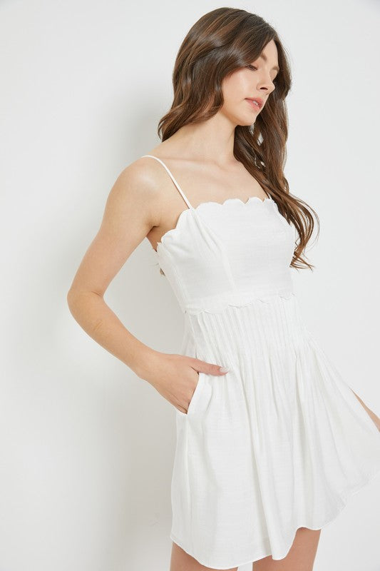 White Scallop Edge Dress