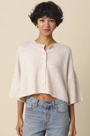 Beige Livia Boxy Cropped Cardigan