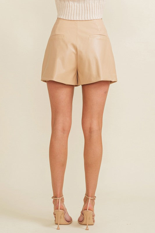 Tan Leather Shorts