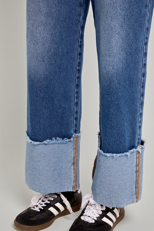 High Waisted Cuff Jeans