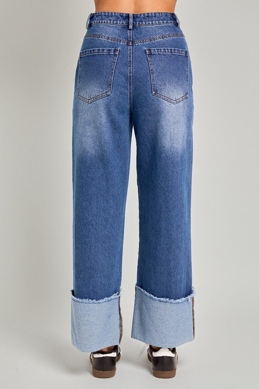 High Waisted Cuff Jeans