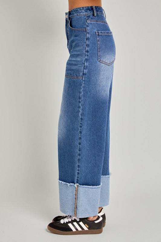 High Waisted Cuff Jeans