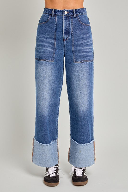 High Waisted Cuff Jeans