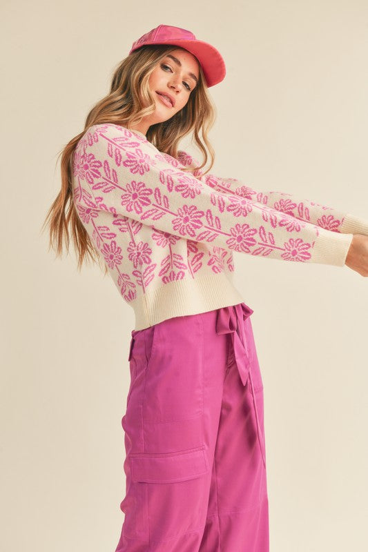 Pink Floral Sweater