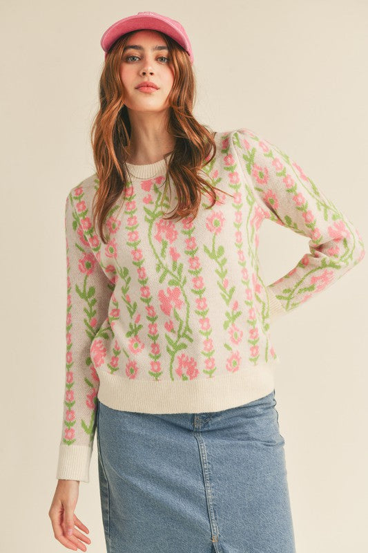 Ivory Floral Knit Shoulder