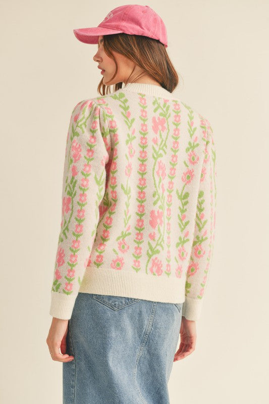 Ivory Floral Knit Shoulder