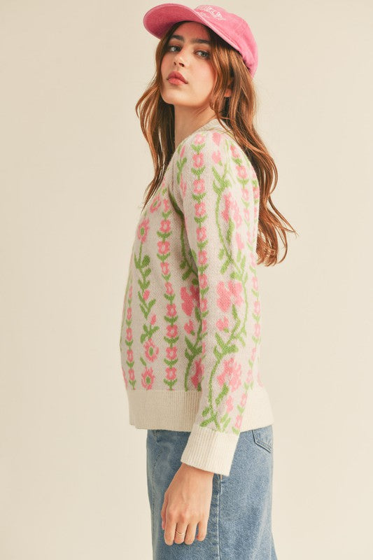 Ivory Floral Knit Shoulder