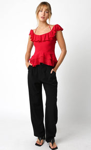 Red Ruffle Top