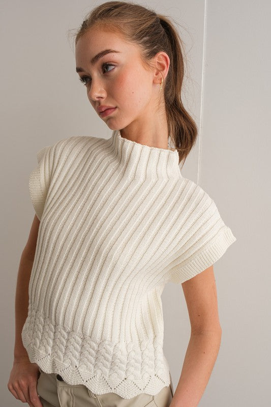 White Mock Neck Top