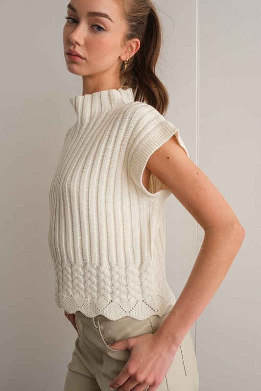 White Mock Neck Top