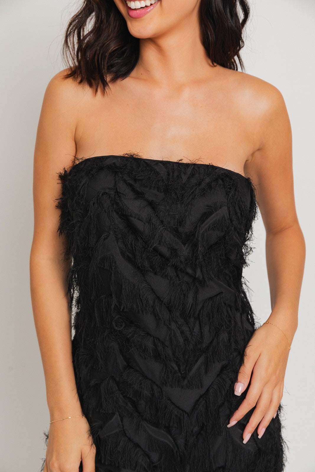 Fringe Tube Mini Dress